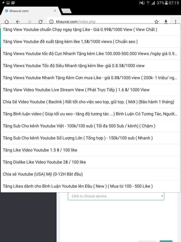 dich vu tang View Va sub Like Youutbe